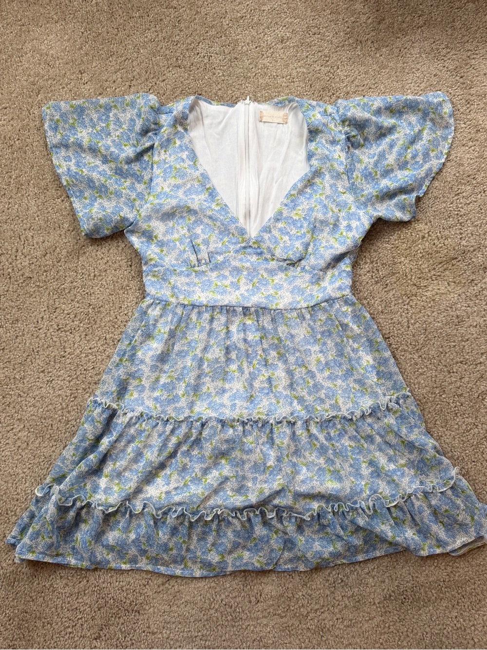 Altrd State Blue Floral V-Neck Tiered Dress